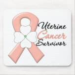 Uterine Cancer Survivor Flower Ribbon mousepads