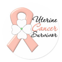Uterine Cancer Survivor Flower Ribbon Sticker