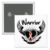 Uterine Cancer Warrior Fighter Wings Button