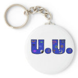 UU Blue Religious Symbols Keychain