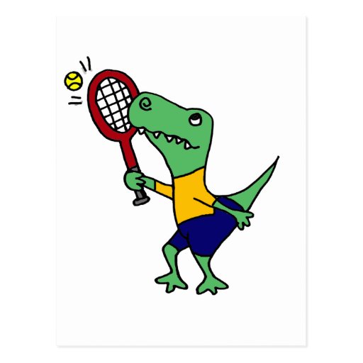 UV Funny TRex Dinosaur Playing Tennis Cartoon Zazzle