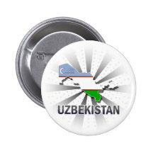 Uzbekistan Flag Map 2.0 Pinback Buttons