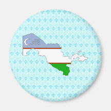 Uzbekistan Flag Map full size Fridge Magnet