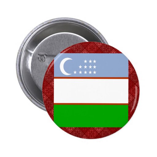 Uzbekistan High quality Flag Pinback Button