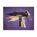 Uzi Sub Machine Gun on Purple Postcard