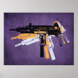 Uzi Sub Machine Gun on Purple Poster