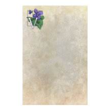 V for Violets Flower Monogram Stationery Paper