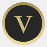 V :: Monogram V Elegant Gold and Black Sticker
