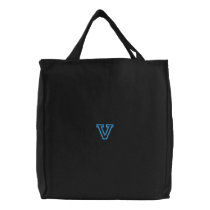 "V" Small Athletic Letter Embroidered Tote Bags
