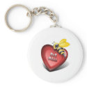 Valenines day, bee mine too keychains