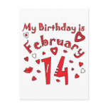 Valentine Birthday February 14th postcards
