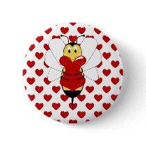 Valentine Bumble Bee Button