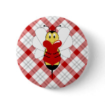 Valentine Bumble Bee Button