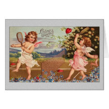 Valentine Card-Cupids Playing Tennis