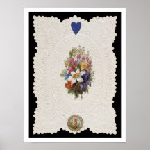 Valentine card depicting flowers, c.1840 (colour l posters
