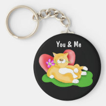 valentine cat, You & Me Keychain