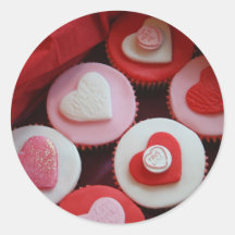 Valentine Cupcakes Round Sticker