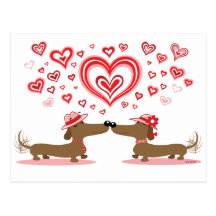 Valentine Dachshunds Postcard
