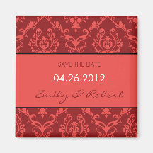 Valentine Damask save the date wedding magnet