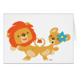 Valentine dancing lion couple greeting card