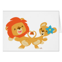 Valentine dancing lion couple notecard