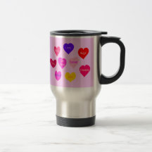 Valentine Day Conversation Hearts Travel Mug