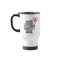 Valentine  Elephant Holding Heart Balloon Coffee Mugs