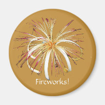 Valentine-Fireworks Flower on Gold Magnet