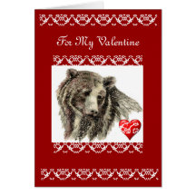 Valentine Friend Grizzly Bear Card