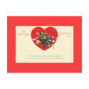 Valentine Greeting Red Heart Floral Postcard