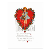Valentine Greetings Vintage Image Postcard