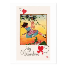Valentine Greetings Vintage Image Postcard