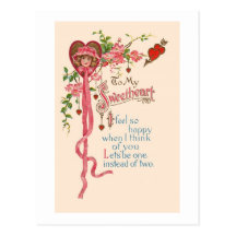 Valentine Greetings Vintage Image Postcard