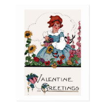 Valentine Greetings Vintage Image Postcard