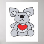 valentine heart koala bear posters