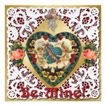 Valentine Heart with Lace - Vintage Victorian Personalized Announcement