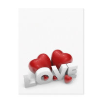 Valentine hearts and love word post cards