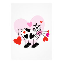 Valentine Hearts Cow Custom Announcements
