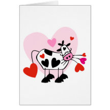 Valentine Hearts Cow Greeting Cards