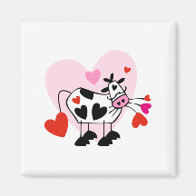 Valentine Hearts Cow Magnets