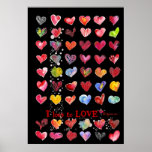 Valentine Hearts Poster in Black posters