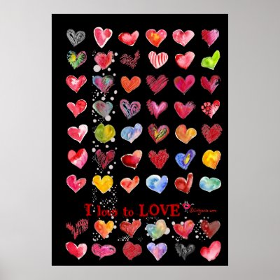 Valentine Hearts Poster in Black by lillyarts