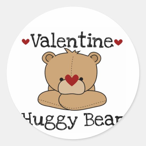 Valentine Huggy Bear T-shirts and Gifts Round Stickers