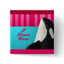 Valentine I love you orca whale Pins
