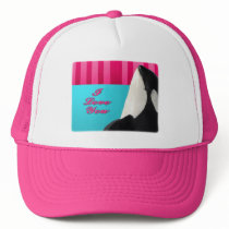 Valentine I love you orca whale Mesh Hats