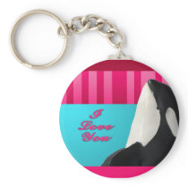 Valentine I love you orca whale Key Chain