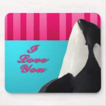 Valentine I love you orca whale Mousepads