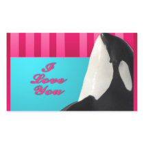 Valentine I love you orca whale Rectangular Stickers