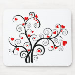 Valentine love tree with red hearts mousepads