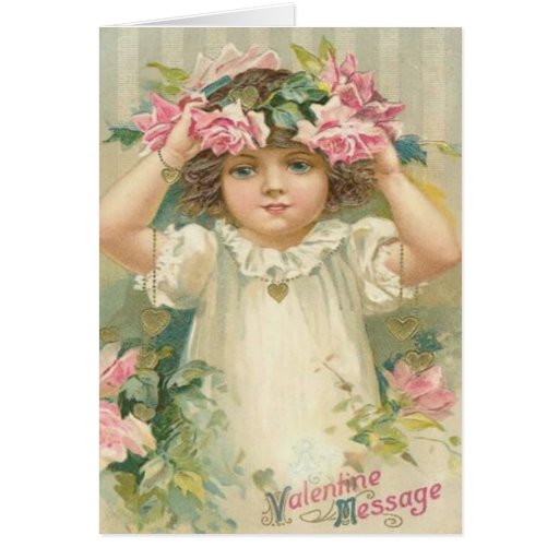 Valentine Message Girl With Flowers Cards, Gifts